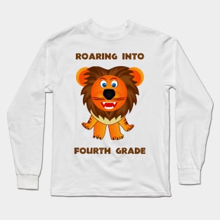 Roaring Into Fourth Grade (Cartoon Lion) Long Sleeve T-Shirt